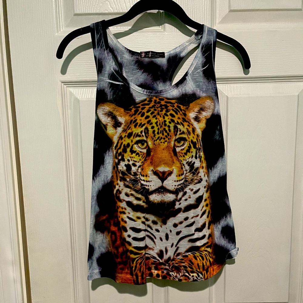 One Hundred Roses Jaguar Print Tank.